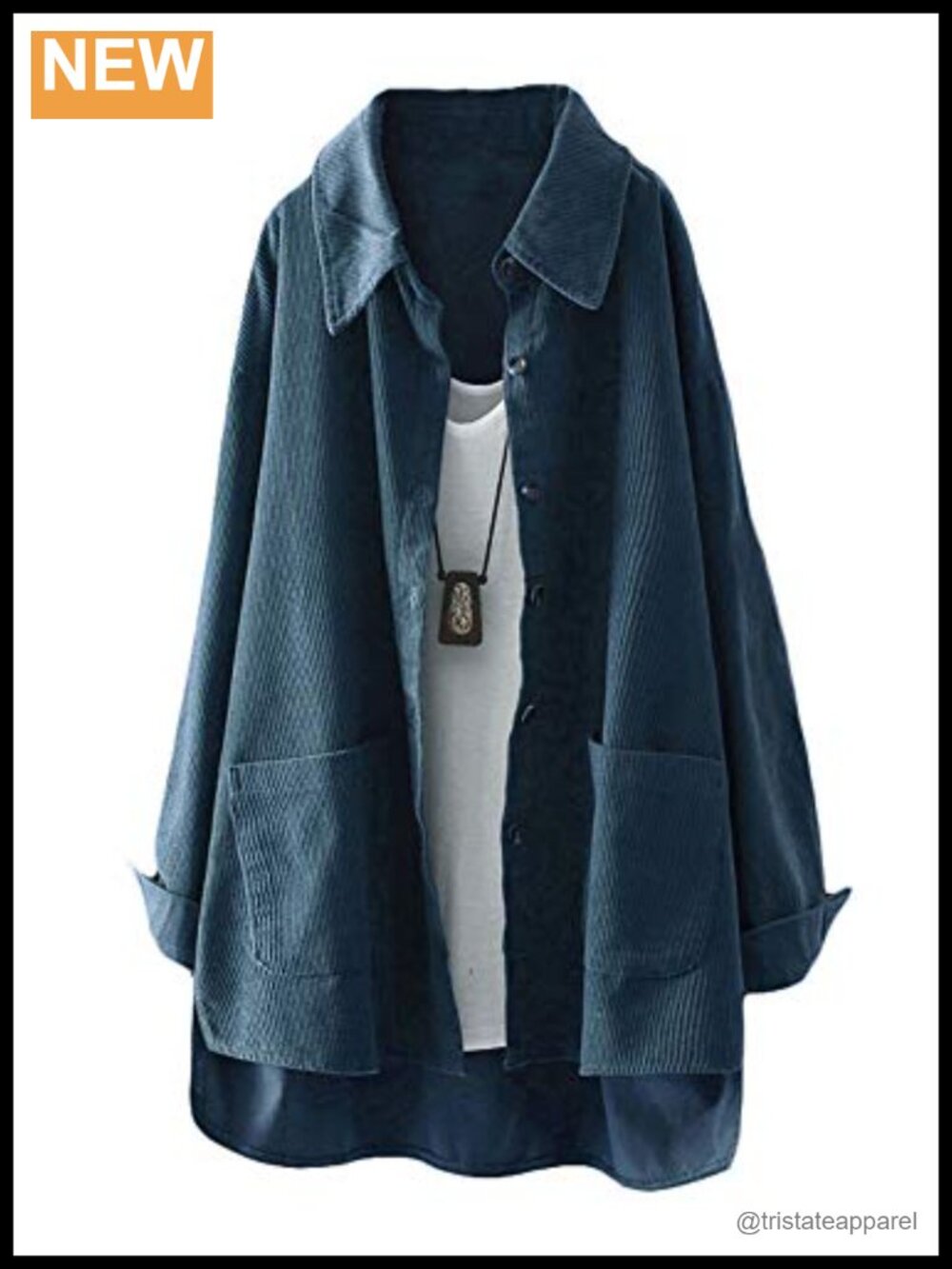 Women's Corduroy Shirt Jacket Button Down Long Sleeve Oversized Blouse with
